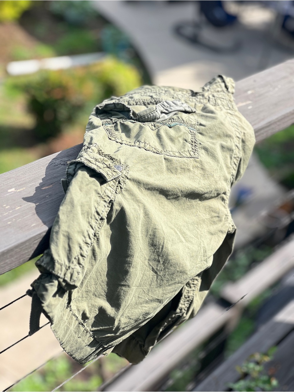 Affliction Olive Green Cargo Shorts Mens Size 32 Military Utility Y2K - Picture 2 of 13